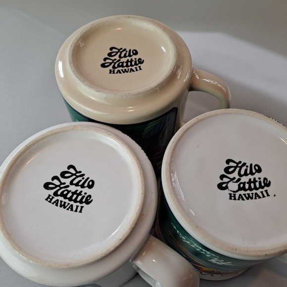 3 Vintage Hilo Hattie Hawaii Coffee Mugs Bird of Paradise Flower 1985 - Picture 6 of 7